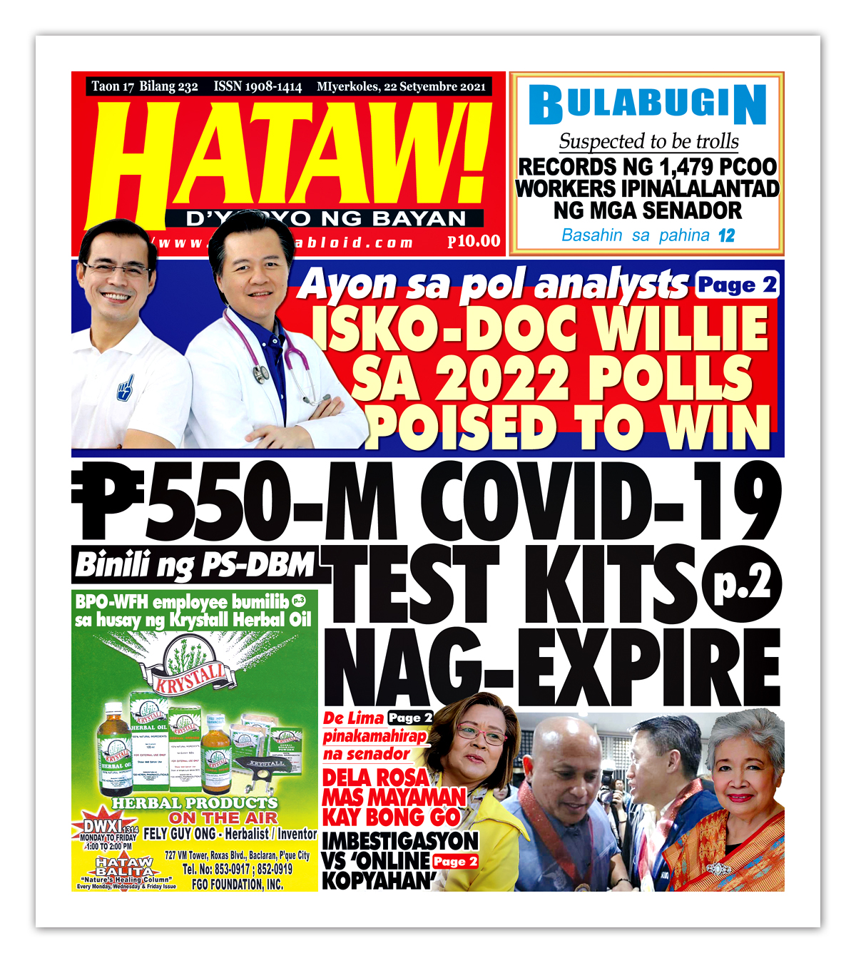 092221 Hataw Frontpage