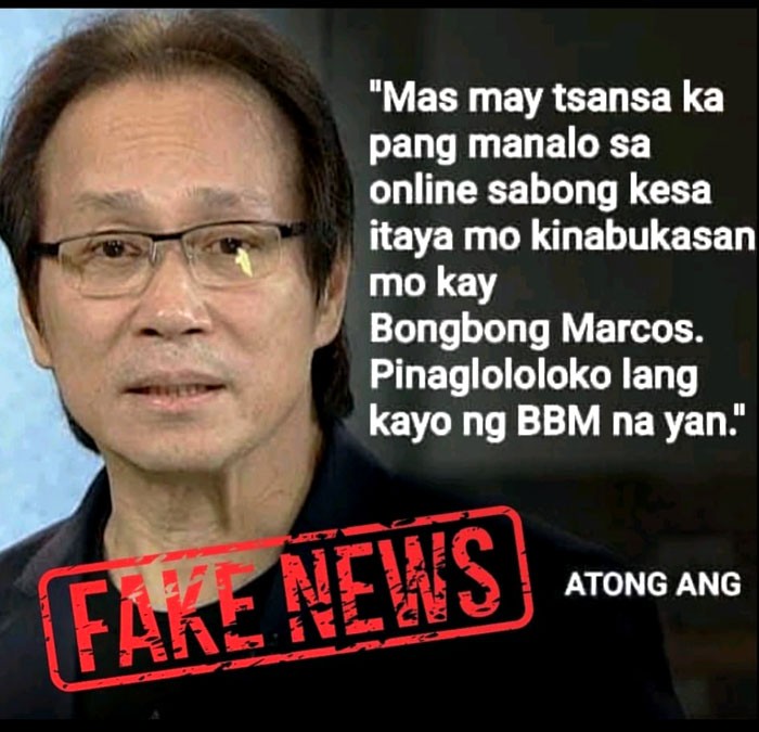 Atong Ang BBM fake news