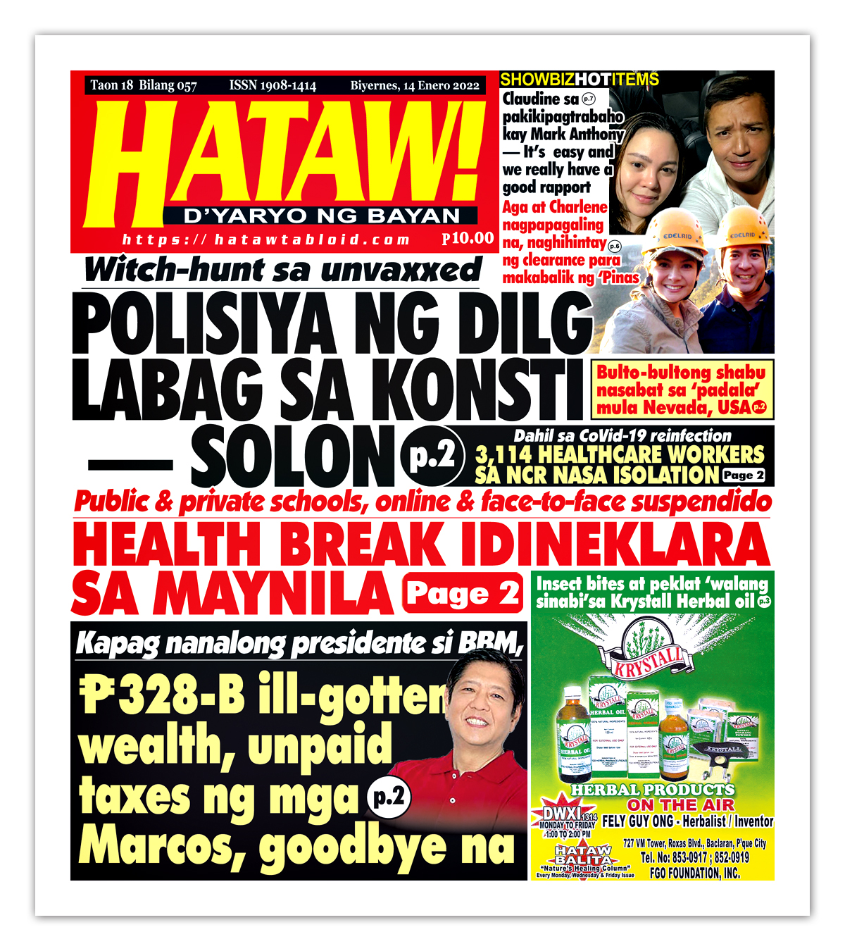 011422 Hataw Frontpage