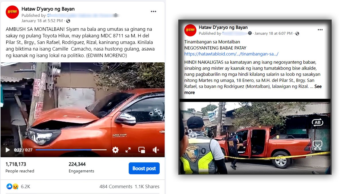 Sa ‘viral video’ ng ambush sa Montalban HATAW RIZAL REPORTER TINAKOT, BINANTAAN NG CYBERLIBEL