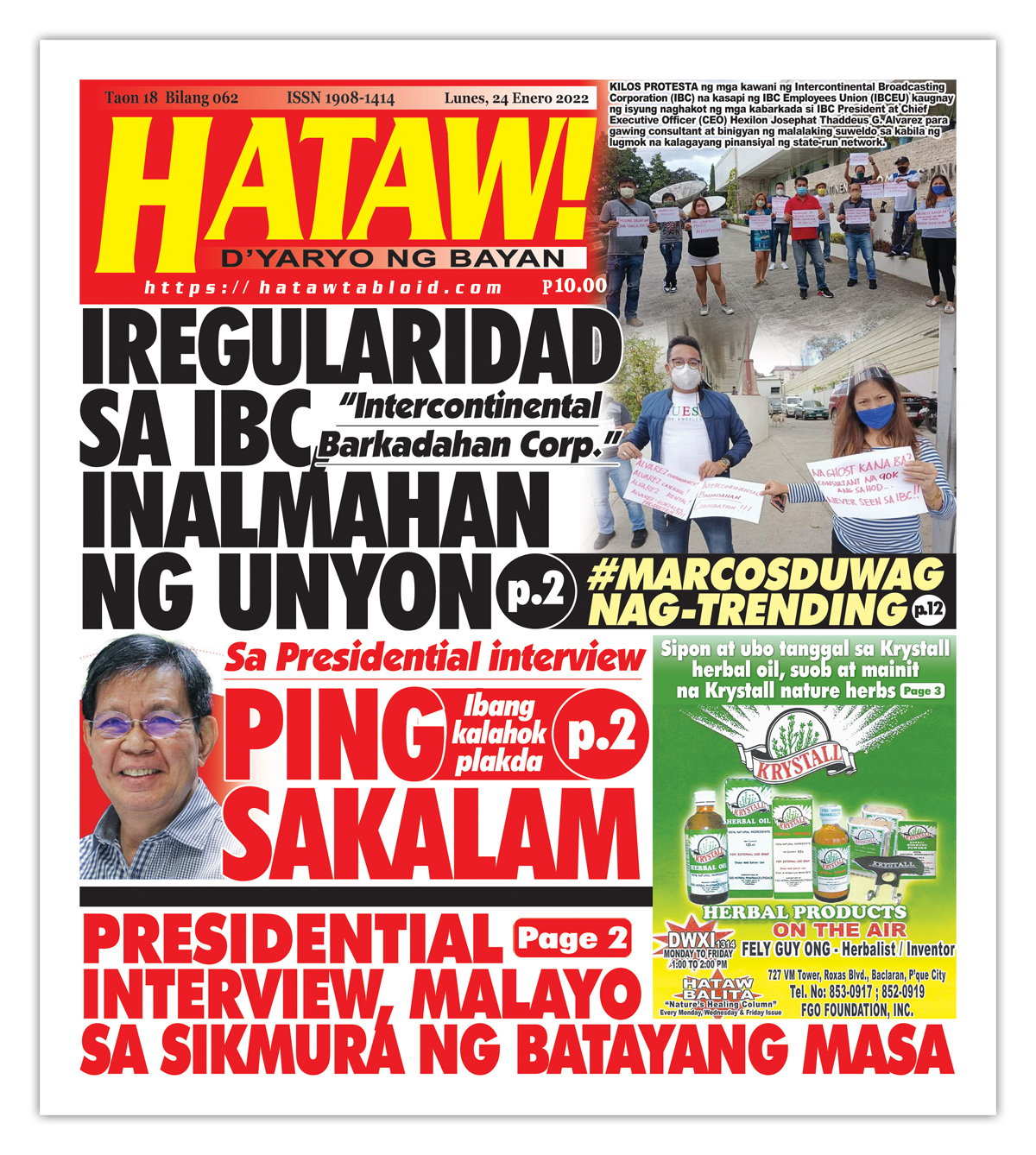 012422 Hataw Frontpage