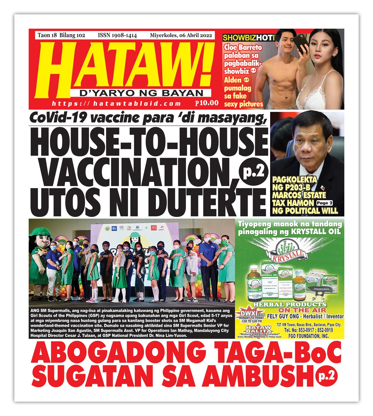 040622 Hataw Frontpage