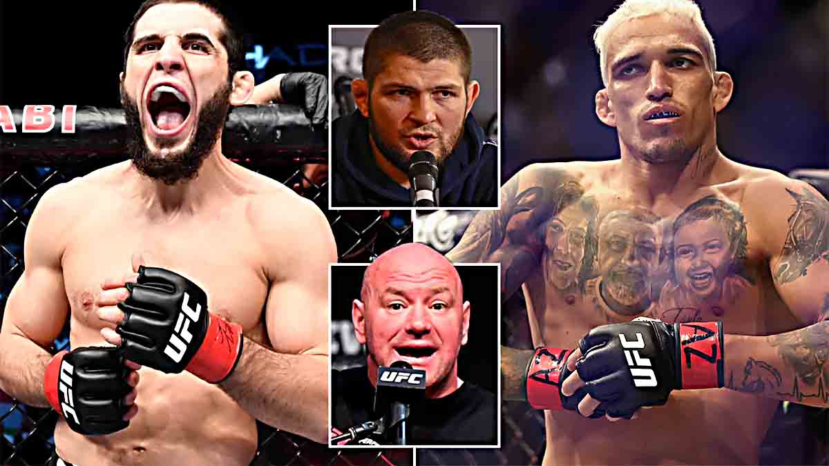 Islam Makhachev Charles Oliveira Khabib Nurmagovedov Dana White