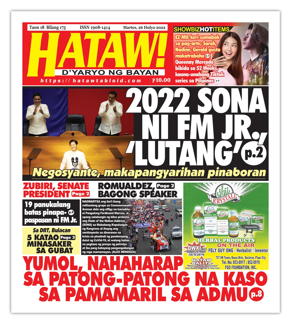 072622 Hataw Frontpage