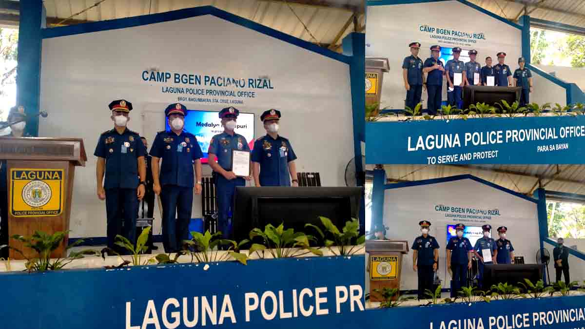 PNP Rank 7 MWP inaresto, 2 pulis Laguna pinarangalan