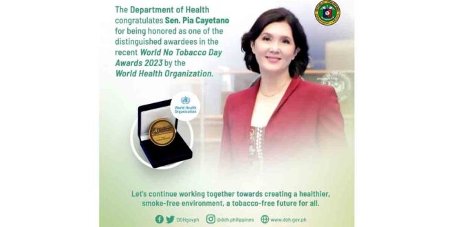 Pia Cayetano 2023 World No Tobacco Day Award