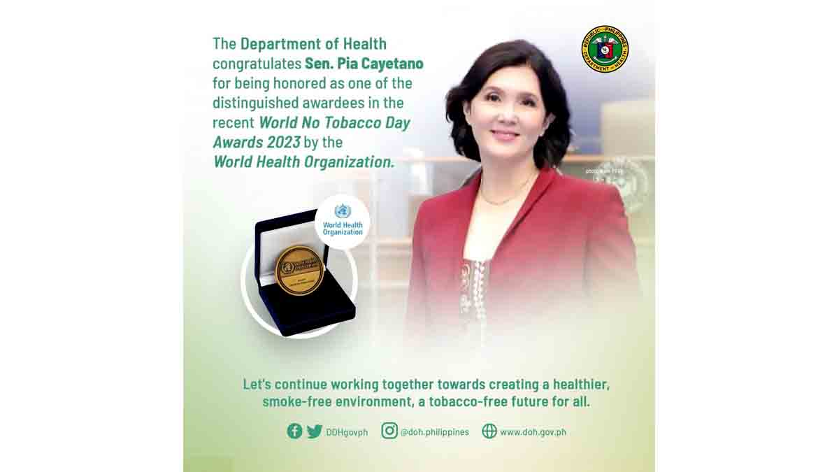 Pia Cayetano 2023 World No Tobacco Day Award