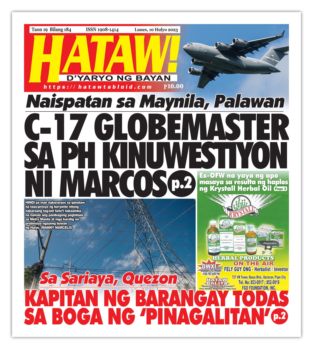 071023 Hataw Frontpage