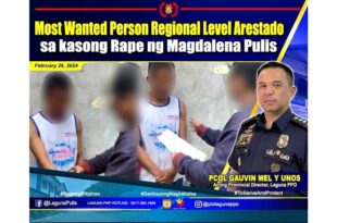 Sa kasong Statutory Rape LAGUNA REGIONAL LEVEL NA MWP INARESTO NG MAGDALENA POLICE