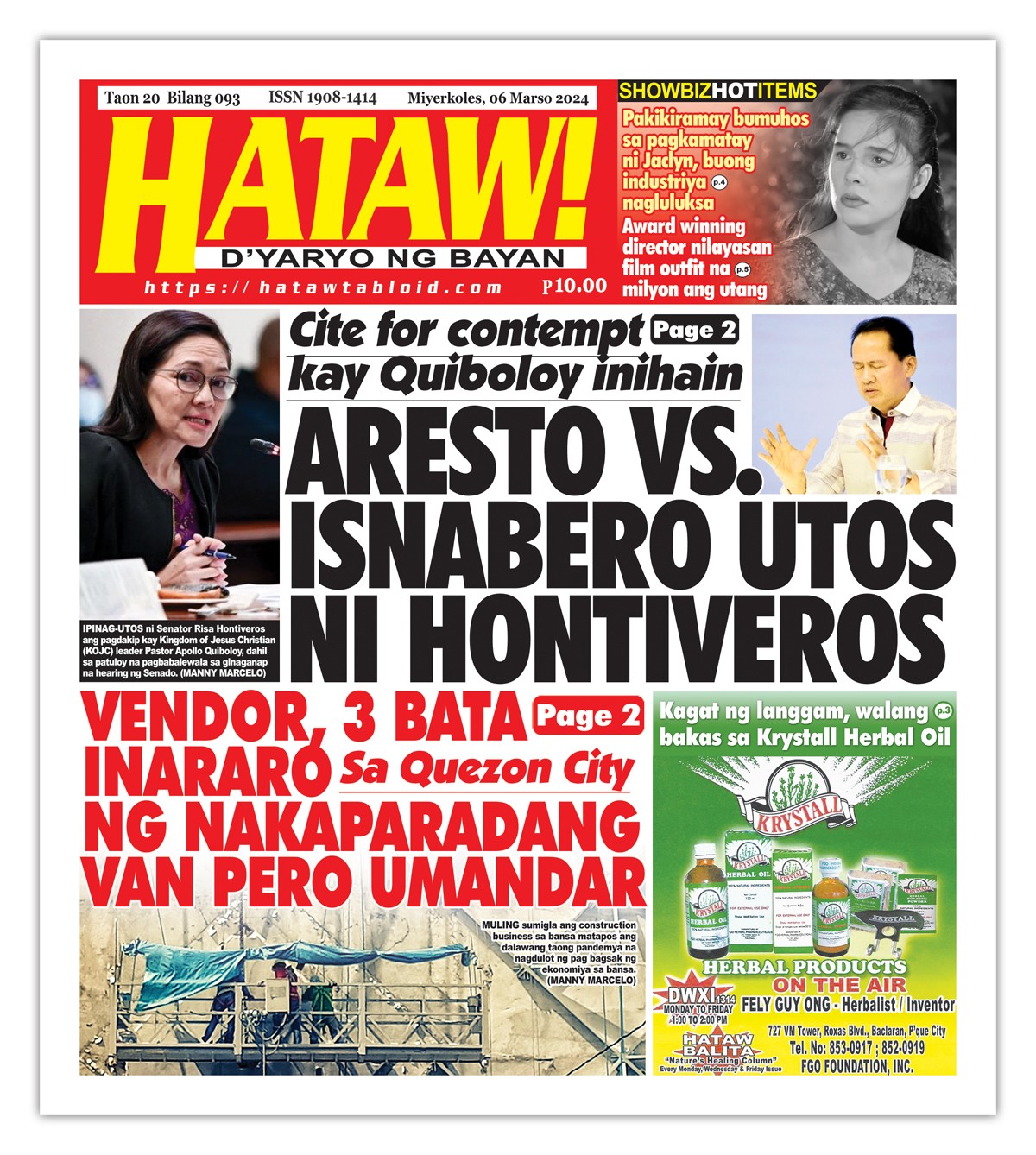 030624 Hataw Frontpage