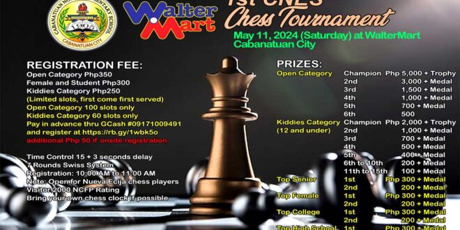 1st CNES Chess tourney sa Mayo 11 na