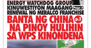 Banta ng China na Pinoy hulihin sa WPS kinondena