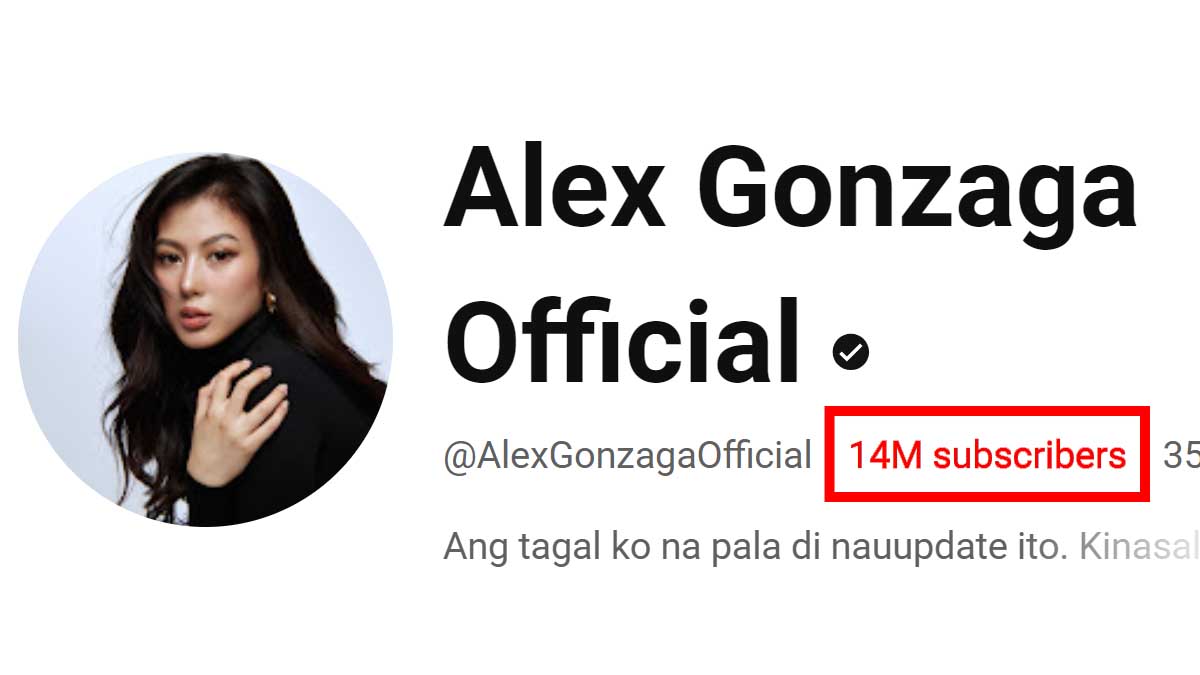 Alex Gonzaga 14 illion Youtube sub
