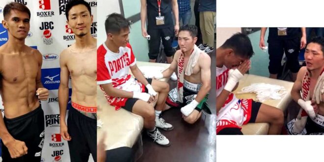 Desisyon ng mga hurado hindi tinanggap <br> JAPANESE PUG IDINEKLARANG WAGI TUMANGGI, SORRY HININGING NANIKLUHOD SA PINOY BOXER