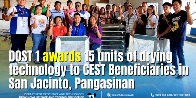 DOST 1 awards 15 units of drying technology to CEST beneficiaries in San Jacinto, Pangasinan