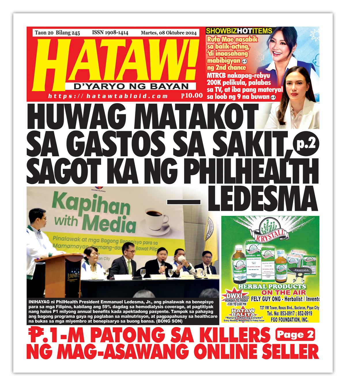 100824 Hataw Frontpage