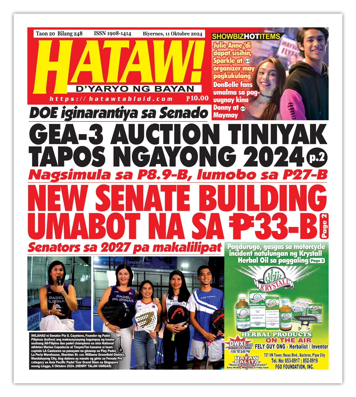 101124 Hataw Frontpage