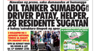 Nawalan ng preno, saka dumausdos at bumangga  <br> OIL TANKER SUMABOG DRIVER PATAY, HELPER, 28 RESIDENTE SUGATAN   <br> 6 bahay/estruktura tinupok ng apoy