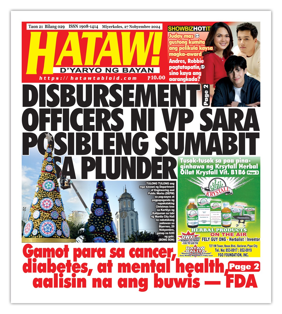 112724 Hataw Frontpage