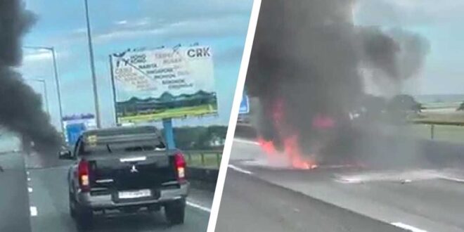 Sa bahagi ng Bulacan KOTSE NAGLIYAB SA NLEX