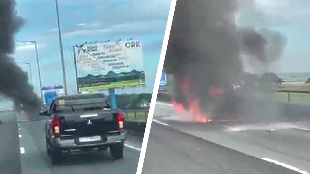 Sa bahagi ng Bulacan KOTSE NAGLIYAB SA NLEX