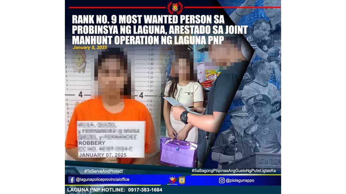 Rank no 9 MWP ng Laguna arestado