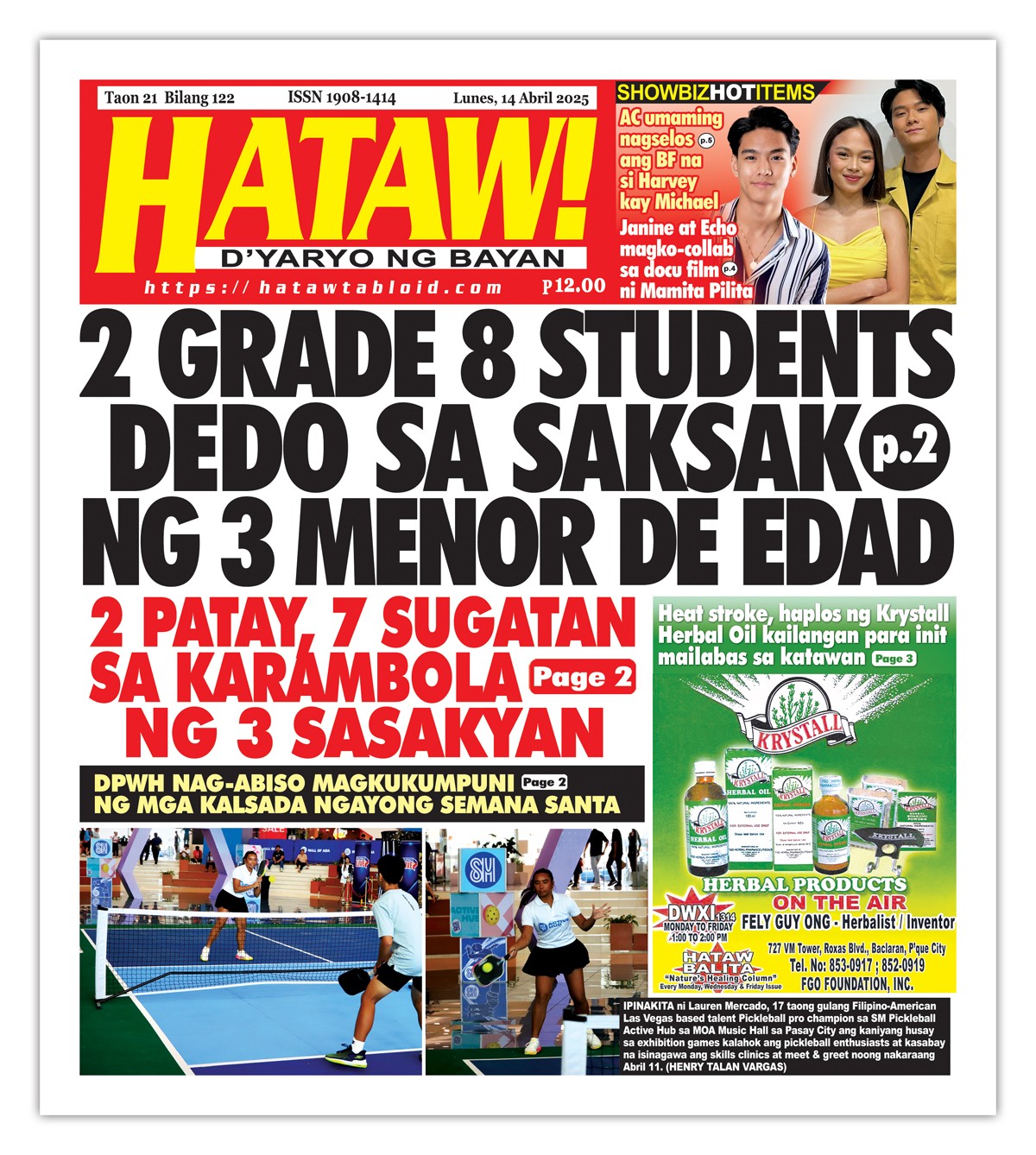 041425 Hataw Frontpage