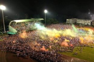 Bicol University colored smoke bombs