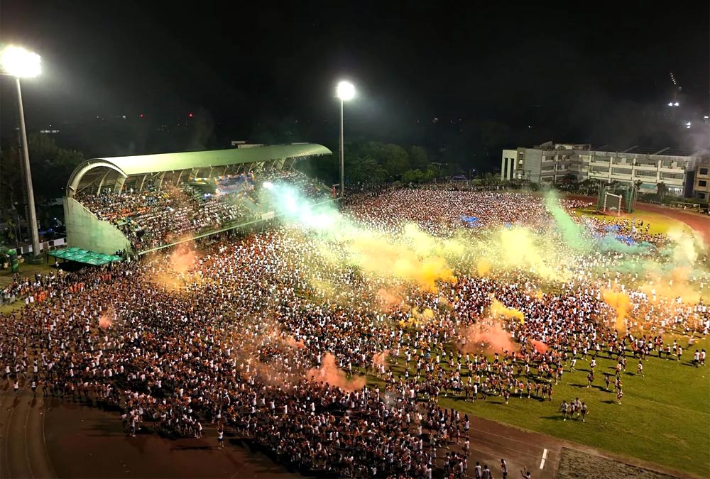 Bicol University colored smoke bombs