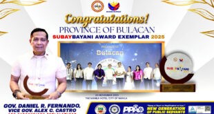 Patunay ng mabuting pamamahala <br> Bulacan, nakamit ang SubayBAYANI Award Exemplar Status para sa 2025