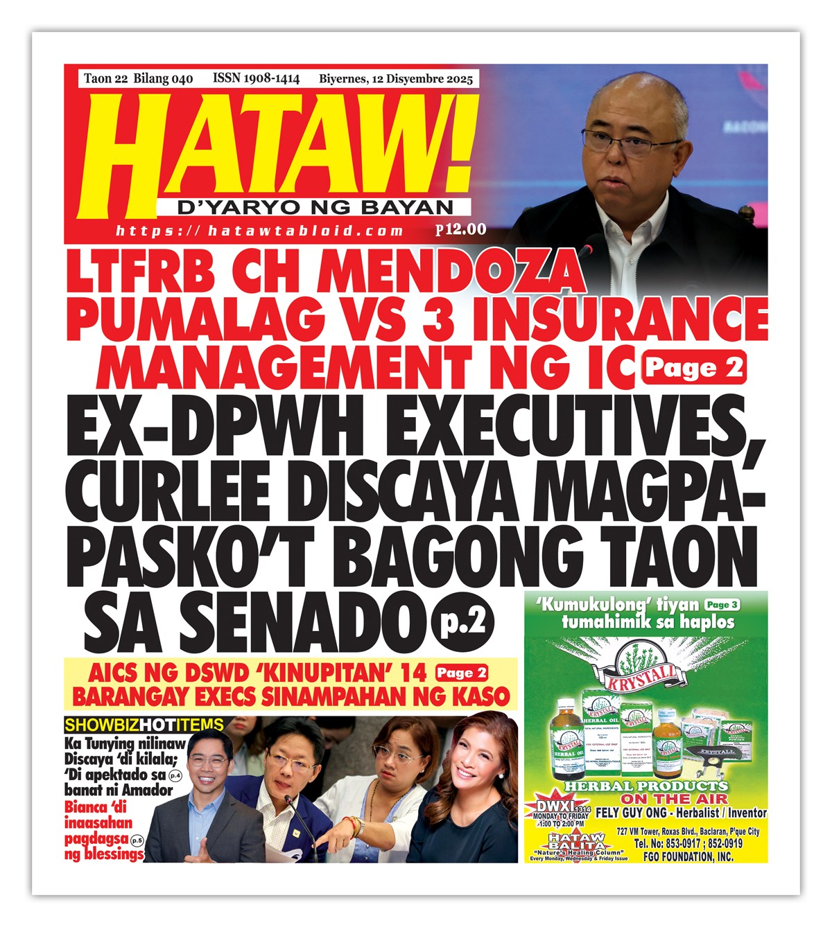 121225 Hataw Frontpage 