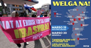 PISTON KASADO SA WELGA NGAYON <br> Tanggal-buwis sa Langis, makatarungang rollback igigiit