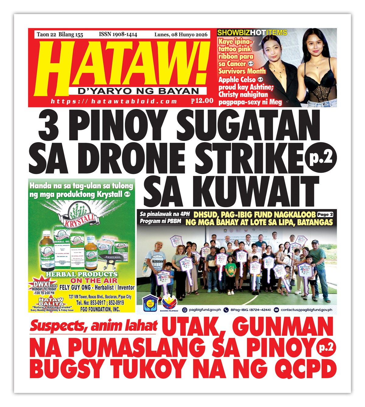 060826 Hataw Frontpage