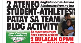 Pagkalunod sa Aurora kinukuwestiyon ng ina <br> 2 ATENEO STUDENT-ATHLETES PATAY SA TEAM BLDG ACTIVITY
