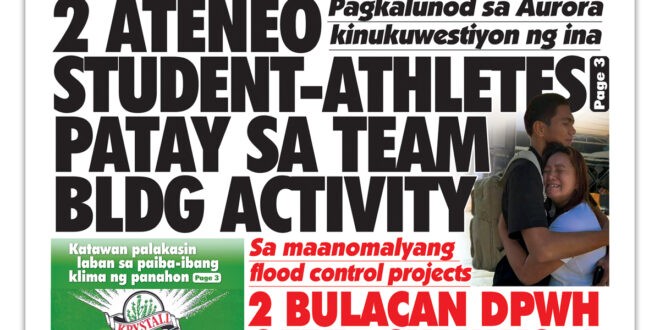 Pagkalunod sa Aurora kinukuwestiyon ng ina <br> 2 ATENEO STUDENT-ATHLETES PATAY SA TEAM BLDG ACTIVITY