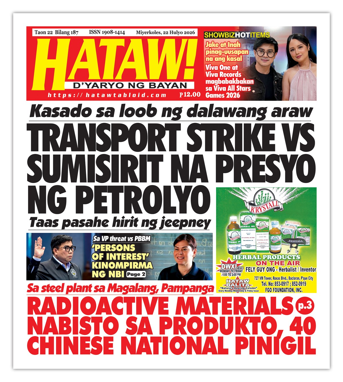 072226 Hataw Frontpage