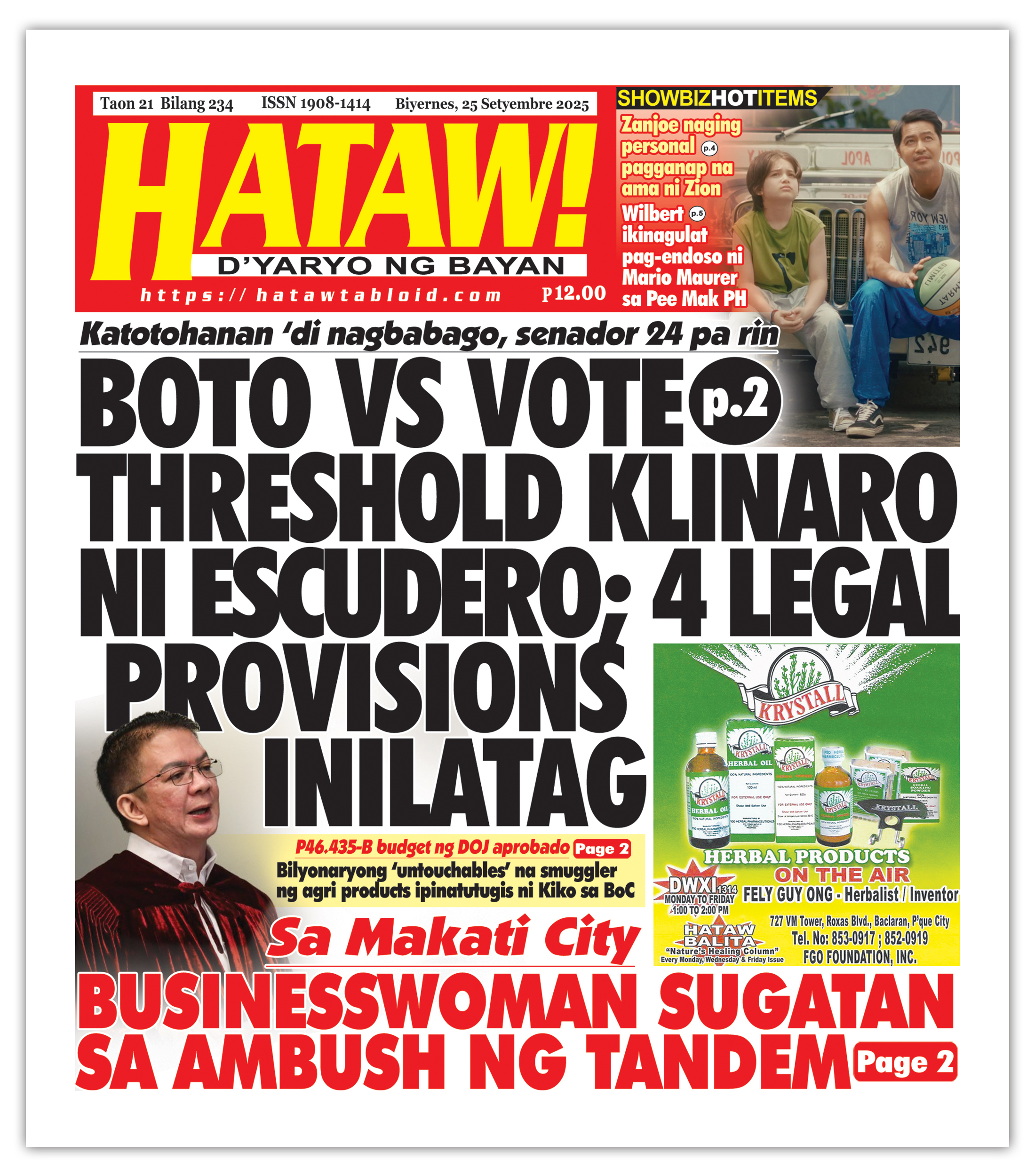 092525 Hataw Frontpage