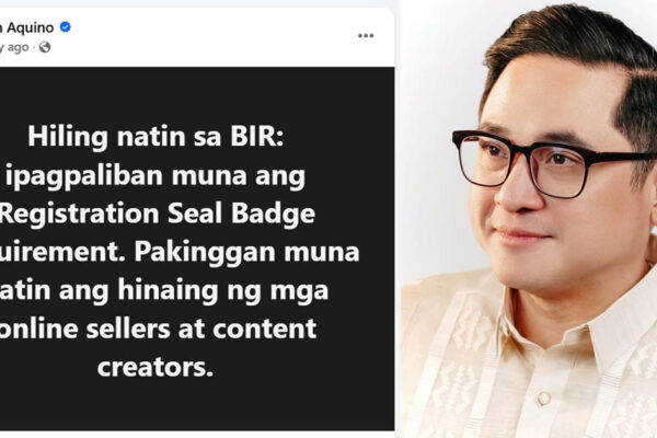 Bam Aquino sa BIR: Ipagpaliban pagpapatupad ng badge requirement o alisin  multa hanggang sa katapusan ng taon
